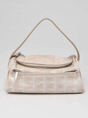 Chanel Beige Nylon CC Logo Travel Line Canvas Vanity Bag